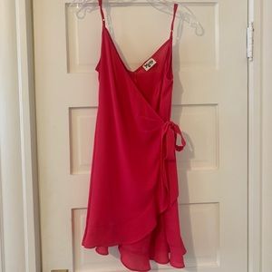 show me your mumu hot pink wrap mini dress